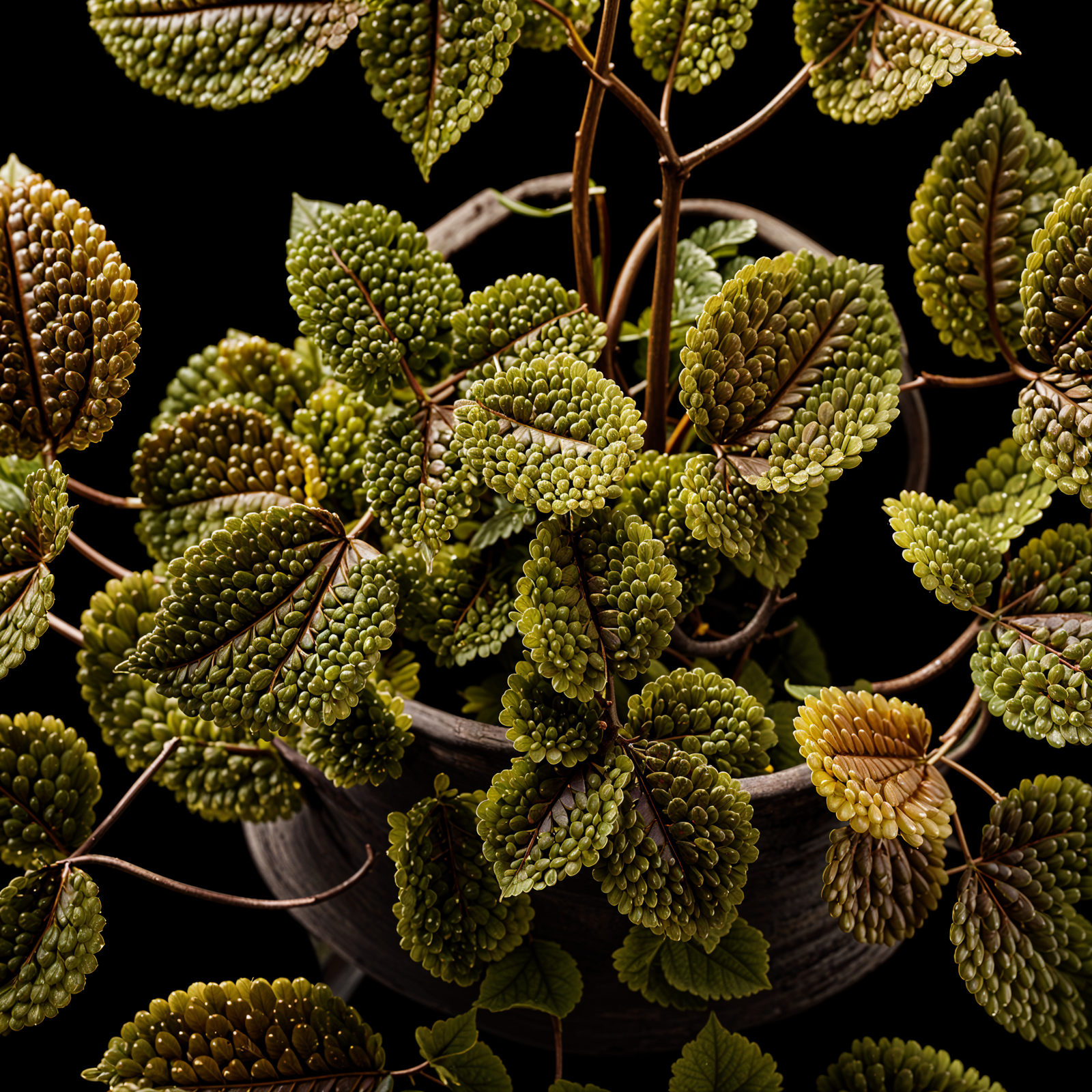 Pilea involucrata plant with detailed leaves in a planter, under clear indoor lighting.