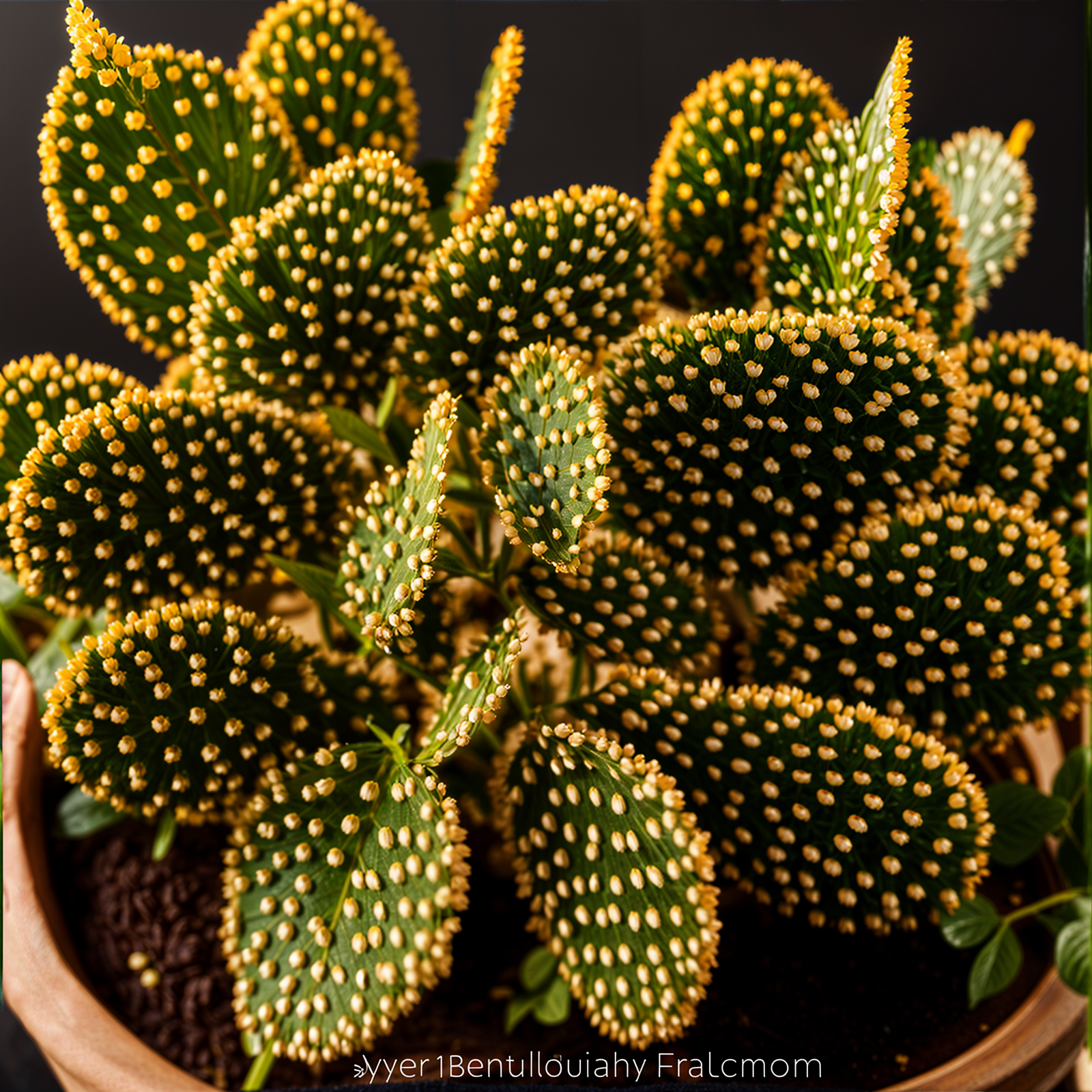 Opuntia microdasys plant with detailed leaves in a planter, under clear indoor lighting.