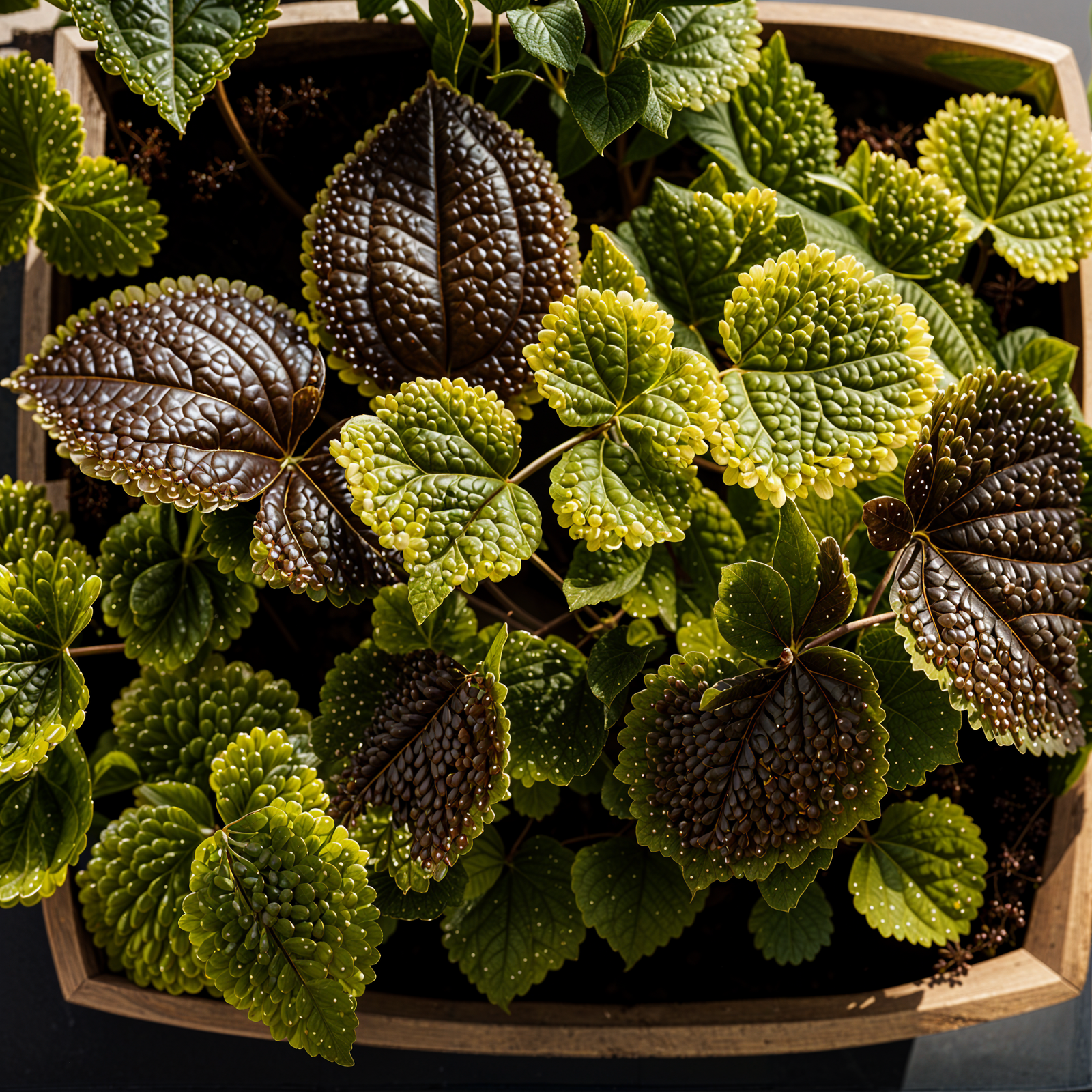 Pilea involucrata plant with detailed leaves in a planter, under clear indoor lighting.